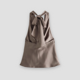 Jenny | Women’s Halter Back Tie Draped Satin Tanks | The Bellemont Sisters Australia