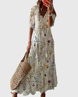 Sofia | Boho Vintage Summer Maxi Dress – Flowers | The Bellemont Sisters Australia