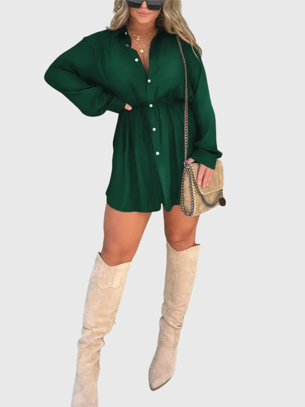 Nova | Elegant Romper Dress – Green | The Bellemont Sisters Australia