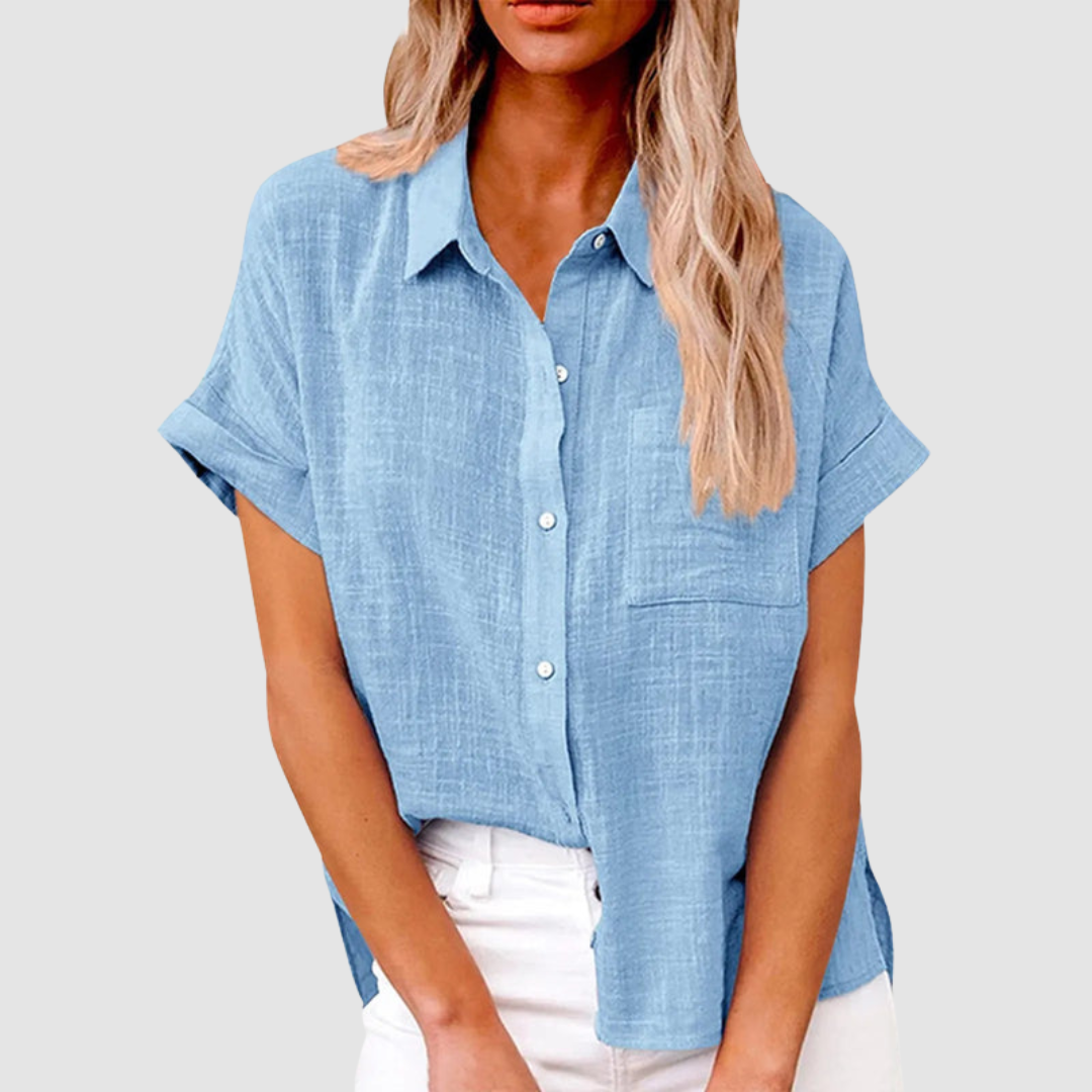 Carol™ Elegant Casual Blouse – Sky Blue | The Bellemont Sisters Australia