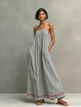 Women's Minimalist Striped Maxi Dress – Black | The Bellemont Sisters Australia