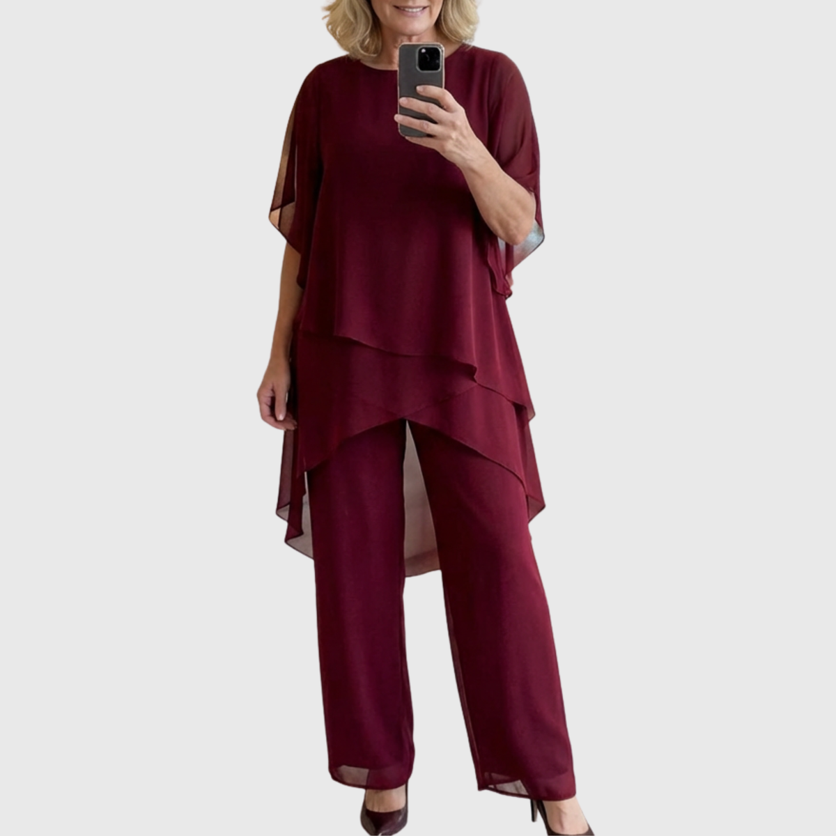 Linda | Suit with draped palazzo pants | The Bellemont Sisters Australia