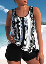 Megan - Relaxed Fit Leaf Swim Set – Black and White | The Bellemont Sisters Australia