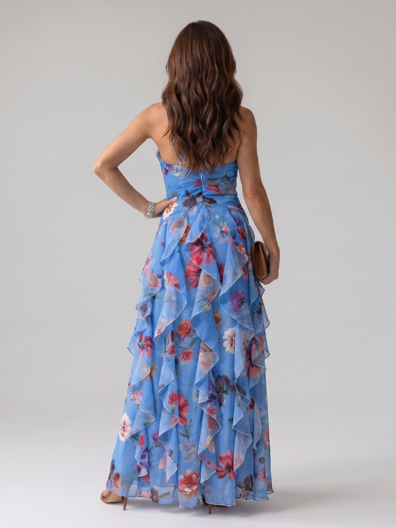 Nori | Halter Neck Ruched Bodice Floral Maxi Dress | The Bellemont Sisters Australia