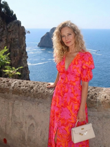 Willow | Floral V Neck Puff Sleeve Midi Dress | The Bellemont Sisters Australia