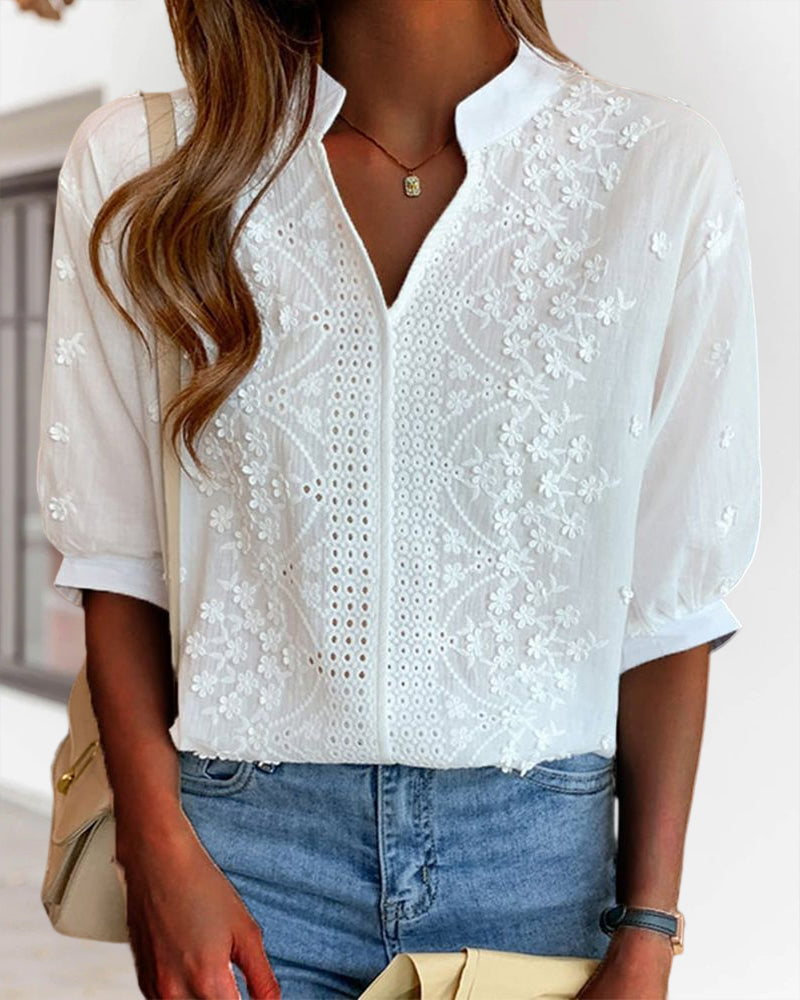 Xavier | Women’s Summer V Neck Puff Sleeve Blouse | The Bellemont Sisters Australia