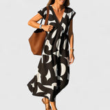 Koralia | Sophisticated V-Neck Dress – Black | The Bellemont Sisters Australia