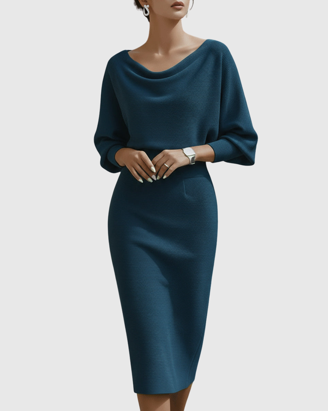 Ismeria | White Draped Batwing Midi Dress | The Bellemont Sisters Australia