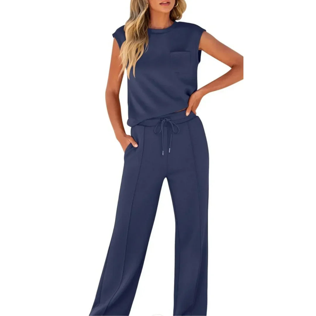 KAIYA™ – Casual Summer Lounge Co-Ord – Dark Blue | The Bellemont Sisters Australia