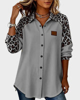Jackie™ Leopard Print Button-Down Shirt – Gray | The Bellemont Sisters Australia