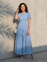 Brielle | V Neck Short Sleeve Tiered Midi Dress | The Bellemont Sisters Australia