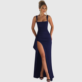 Cell | Elegant Formal Slip Maxi Dress With Open Back – Navy Blue | The Bellemont Sisters Australia