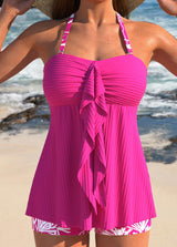 Edna - Elegant Halter Swim Dress – Pink | The Bellemont Sisters Australia