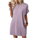 EVASHA™ – Casual Minimalist Round Neck Summer Dress – Light Purple | The Bellemont Sisters Australia