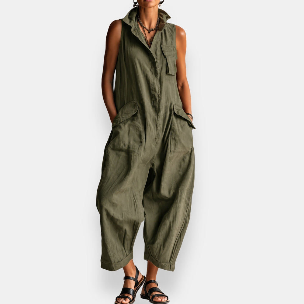 RYKER | SLEEVELESS CARGO JUMPSUIT – Green | The Bellemont Sisters Australia