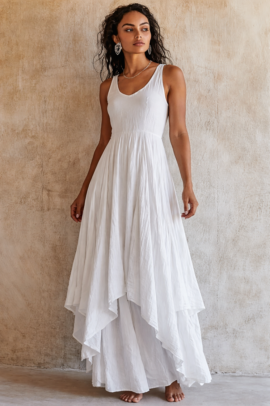 Loose And Comfortable Linen-cotton Two-piece Set: Cardigan And Sleeveless Dress | The Bellemont Sisters Australia