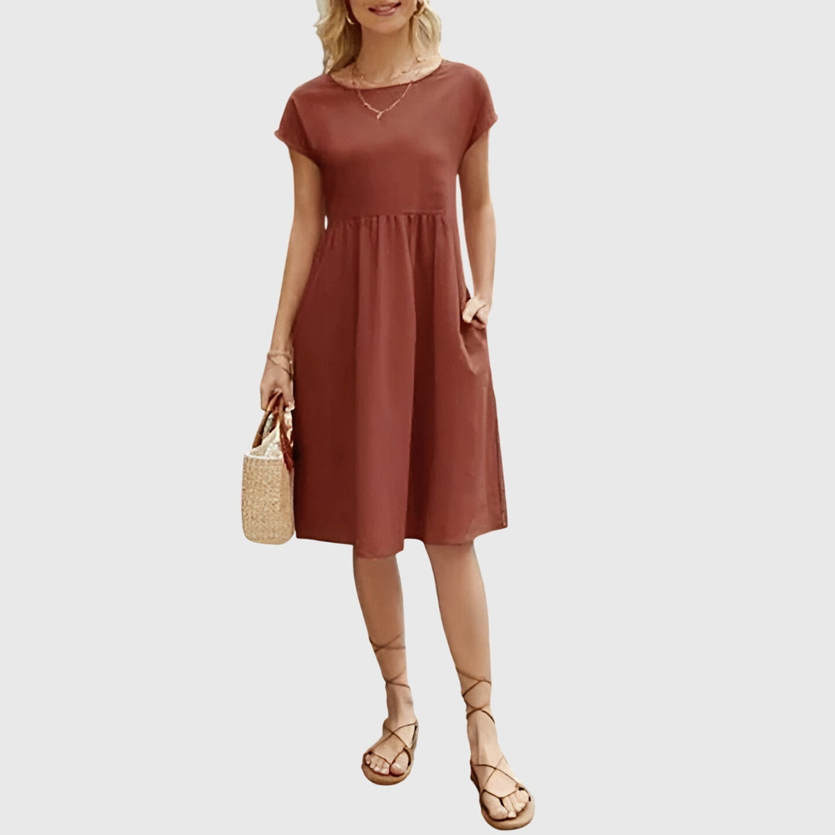 Mirabel™ | Elegant Spring Dress – Brown | The Bellemont Sisters Australia