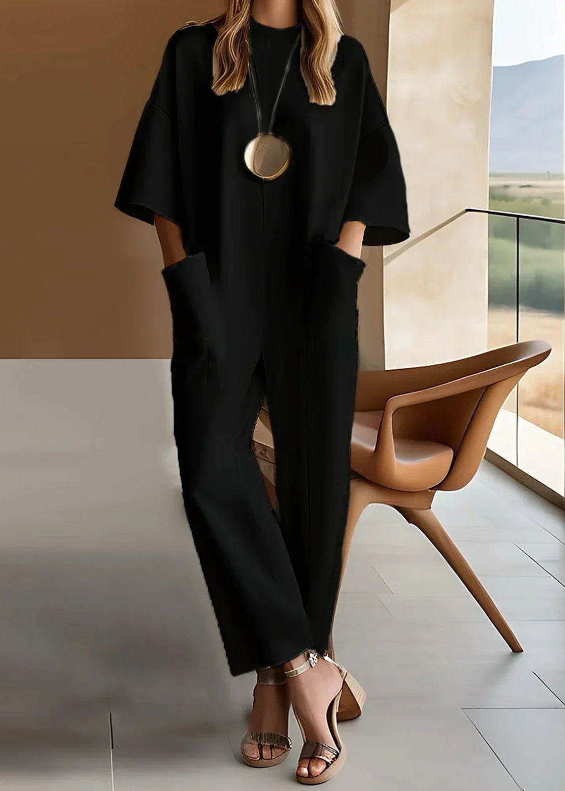Emmy™ Elegant Short-Sleeve Jumpsuit – Black | The Bellemont Sisters Australia