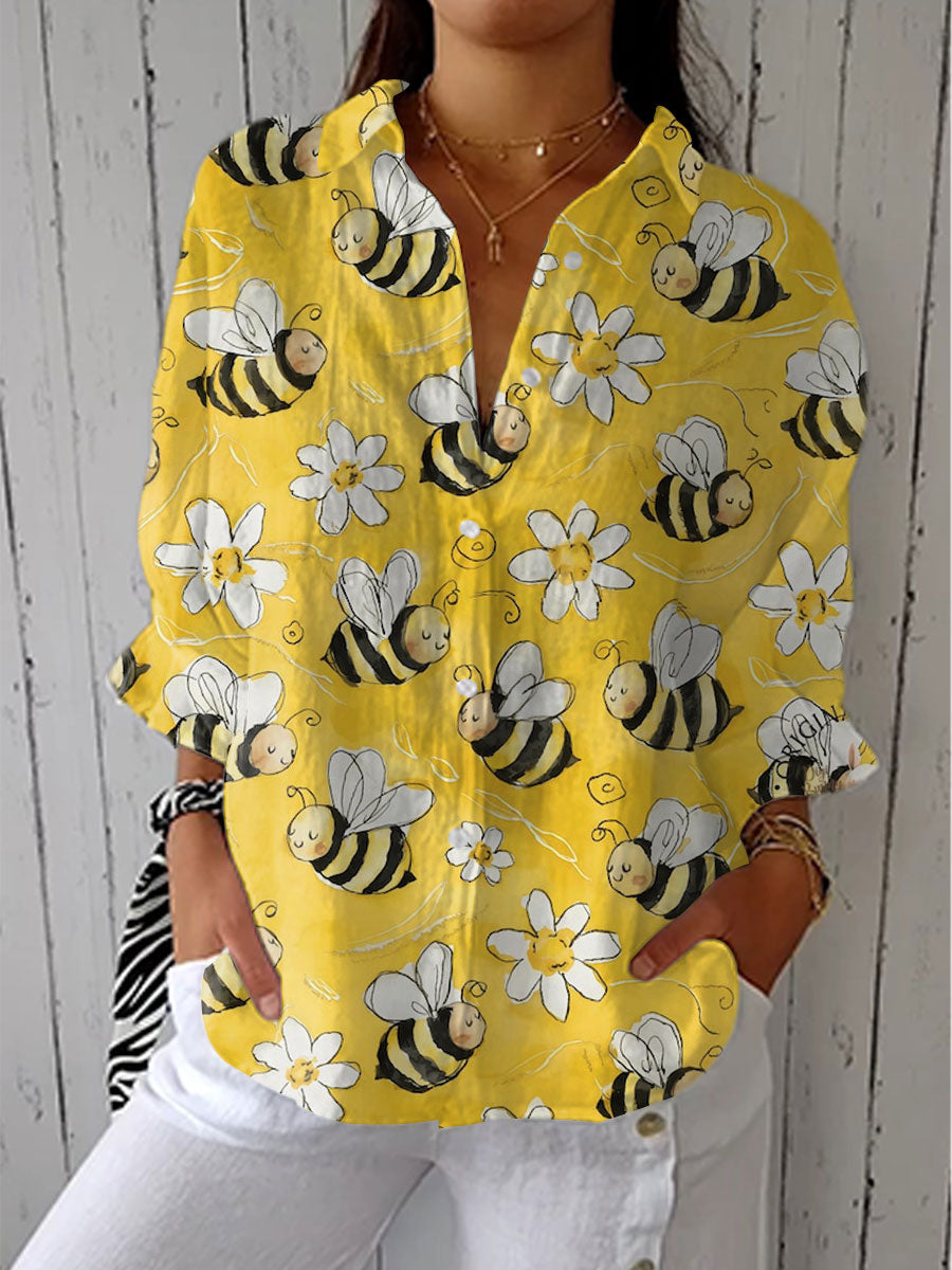 Margaret - Floral Bee Print Blouse | The Bellemont Sisters Australia
