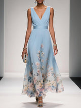 Isabella | Women's Floral Print Wedding Guest Dress – Light Blue | The Bellemont Sisters Australia
