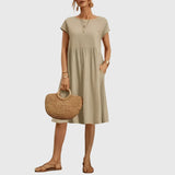 Mirabel | Elegant Spring Dress – Beige | The Bellemont Sisters Australia