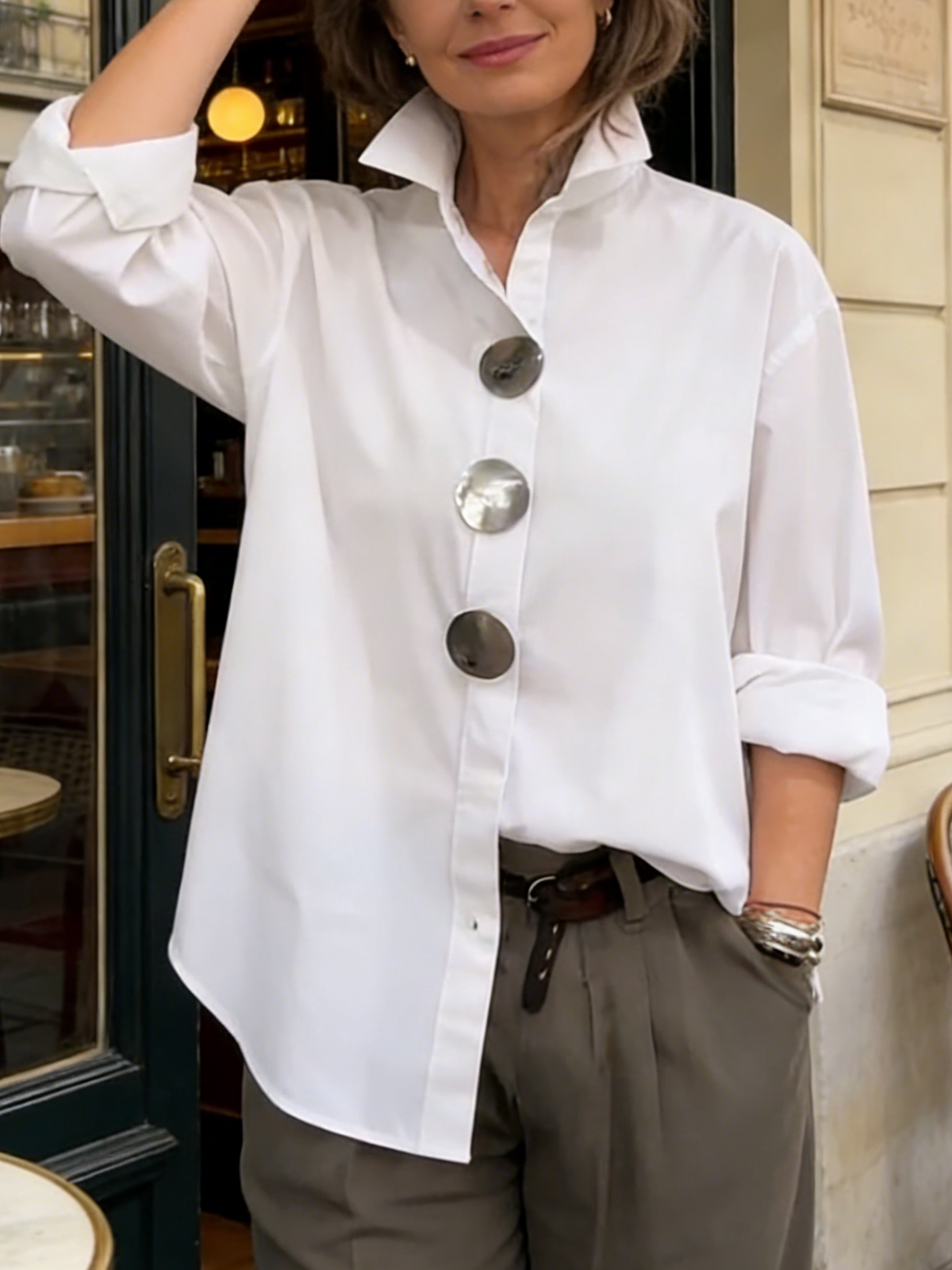 Rosaline | Statement Button Stand Collar Blouse | The Bellemont Sisters Australia