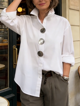 Rosaline | Statement Button Stand Collar Blouse | The Bellemont Sisters Australia