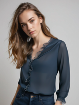 Brooklyn | Women Elegant Long Sleeve Ruffle Blouse | The Bellemont Sisters Australia