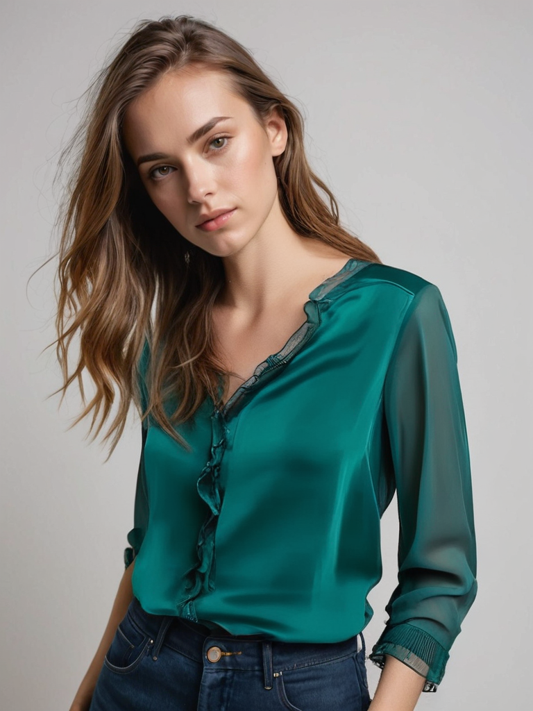 Brooklyn | Women Elegant Long Sleeve Ruffle Blouse – Dark Green | The Bellemont Sisters Australia
