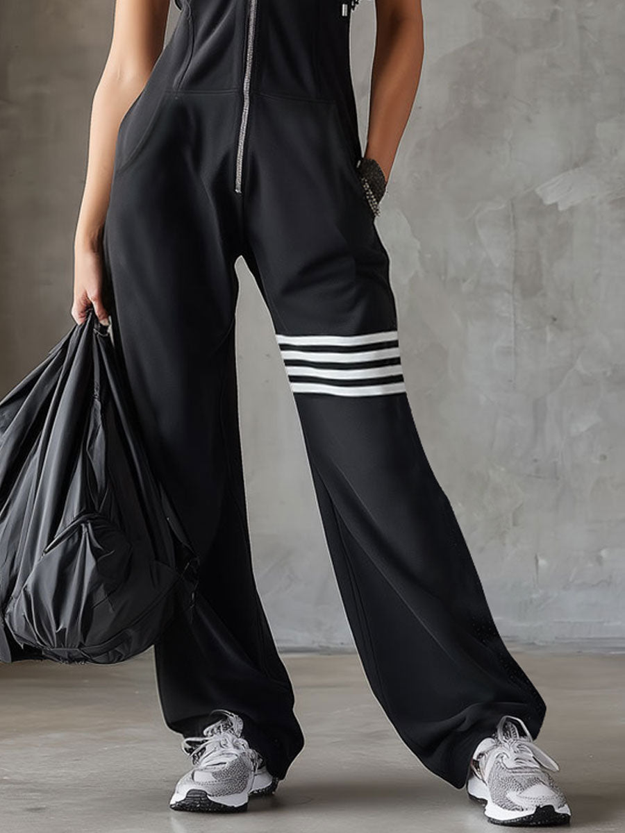 Giada - Retro Sports Jumpsuit with Hood and Stripes | The Bellemont Sisters Australia