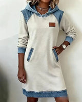 Lunariae – Casual Contrast Hoodie Dress – White | The Bellemont Sisters Australia