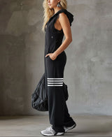 Giada - Retro Sports Jumpsuit with Hood and Stripes | The Bellemont Sisters Australia
