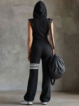Giada - Retro Sports Jumpsuit with Hood and Stripes | The Bellemont Sisters Australia