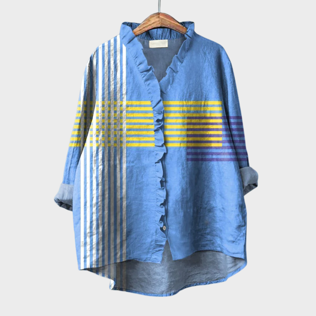 Mia | Elegant Breezy Summer Blouse – Blue | The Bellemont Sisters Australia