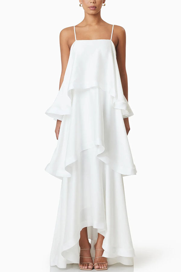 Mia | Women's Elegant Satin Open Back Maxi Dress – White | The Bellemont Sisters Australia