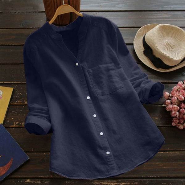 Jessica | Women Relaxed Fit Button Shirt Blouse – Dark Blue | The Bellemont Sisters Australia