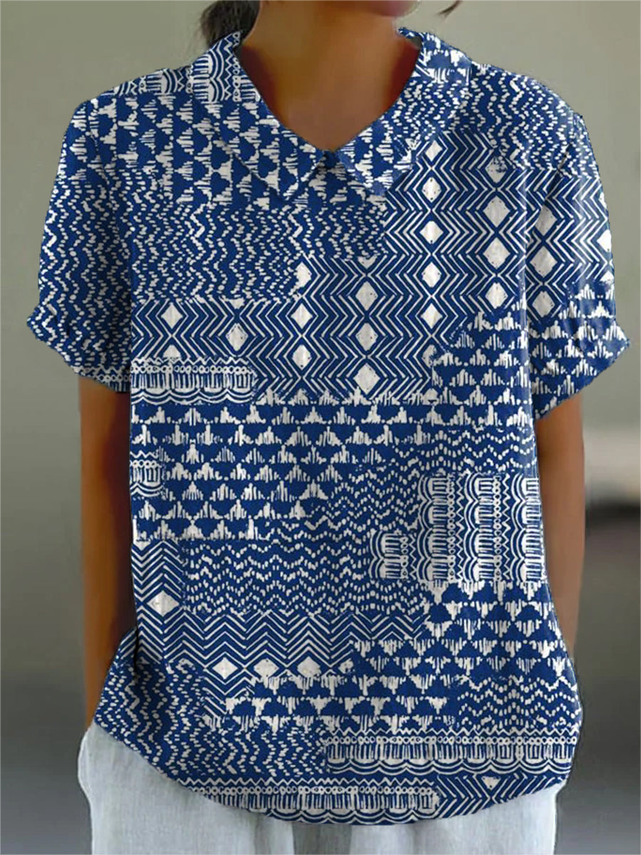 Zara | Tribal Print Shirt – Blue | The Bellemont Sisters Australia