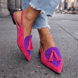 Eliza | Sandals with straps and tassels – Pink and purple | The Bellemont Sisters Australia