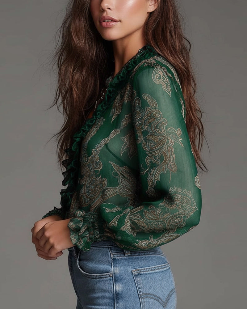 Demi | Zip Ruffled Retro Blouse | The Bellemont Sisters Australia
