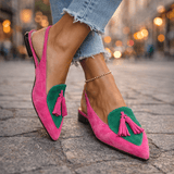 Eliza | Sandals with straps and tassels – Pink and green | The Bellemont Sisters Australia