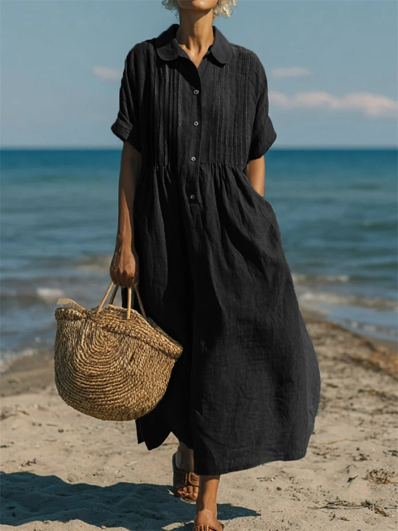 Breathable Cotton Dress Loose Fit Elegant Comfort – Black | The Bellemont Sisters Australia