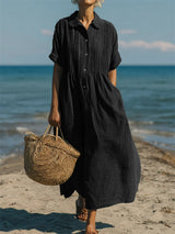 Breathable Cotton Dress Loose Fit Elegant Comfort – Black | The Bellemont Sisters Australia