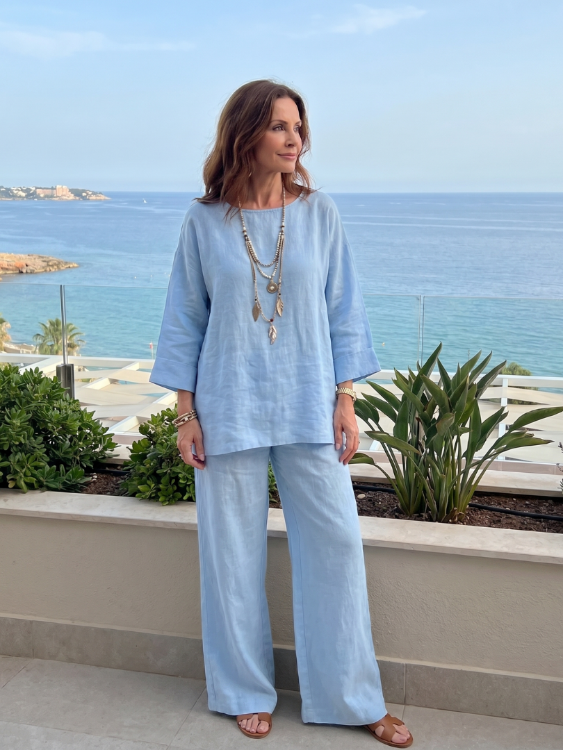 Prue | Oversized Tunic Wide Leg Pant Set | The Bellemont Sisters Australia