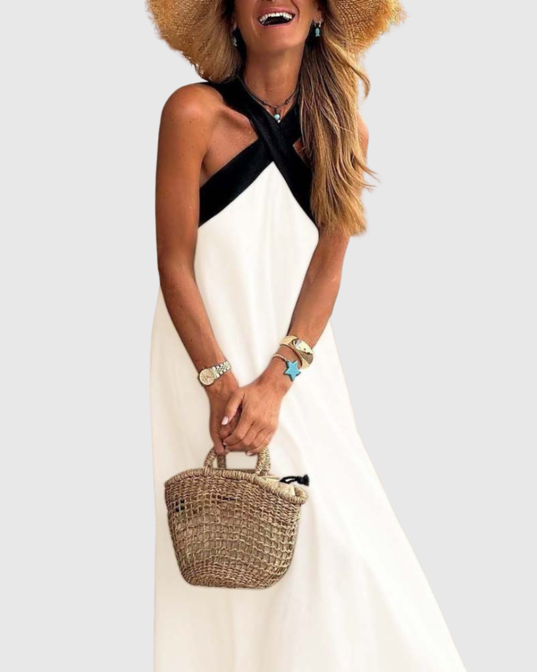 Orella | Cross-Neck Dress – White | The Bellemont Sisters Australia