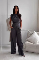 Diann™ Elegant Two-Piece Set – Dark Gray | The Bellemont Sisters Australia