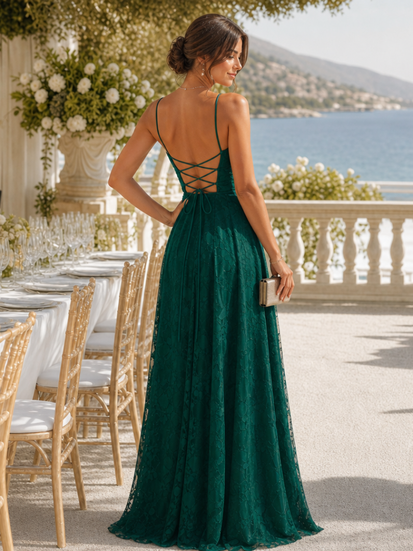 Valenne | Spaghetti Strap Full Lace Maxi Dress | The Bellemont Sisters Australia