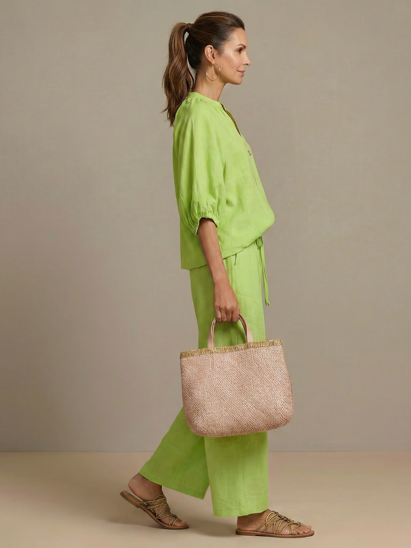 Natalia | Zip Front Blouson Top Wide Leg Set | The Bellemont Sisters Australia