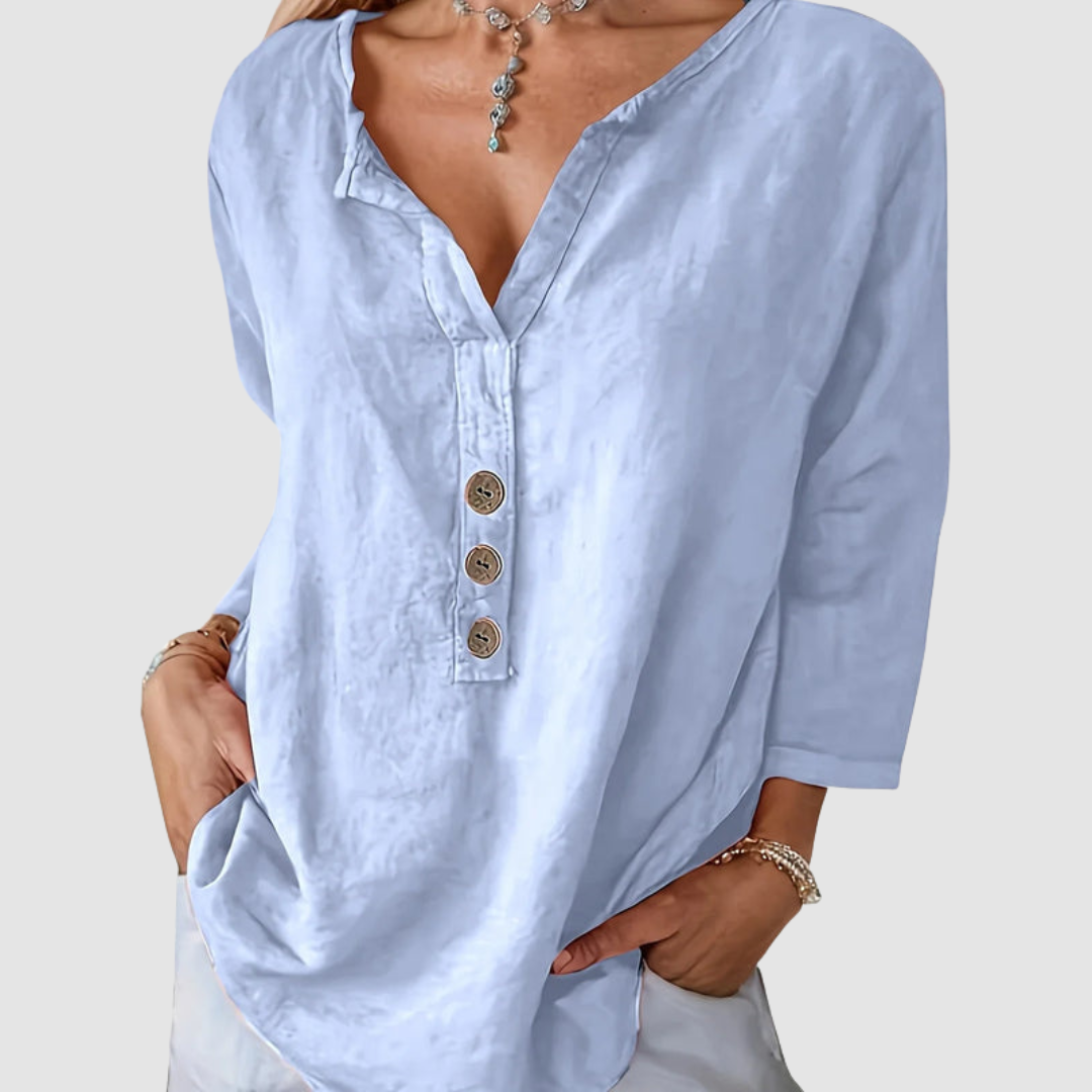 Melisa™ Casual Cotton & Linen Blouse | The Bellemont Sisters Australia