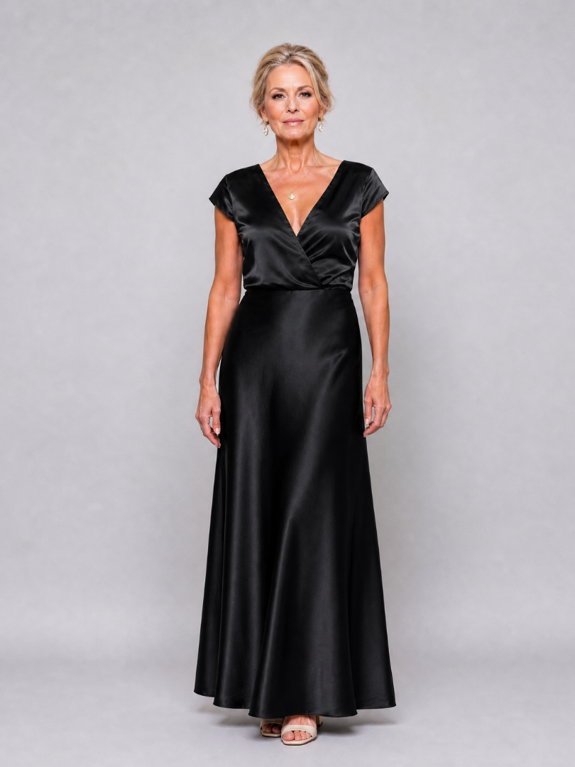 Samouse | Cap Sleeve Wrap Bodice Maxi Dress – Black | The Bellemont Sisters Australia
