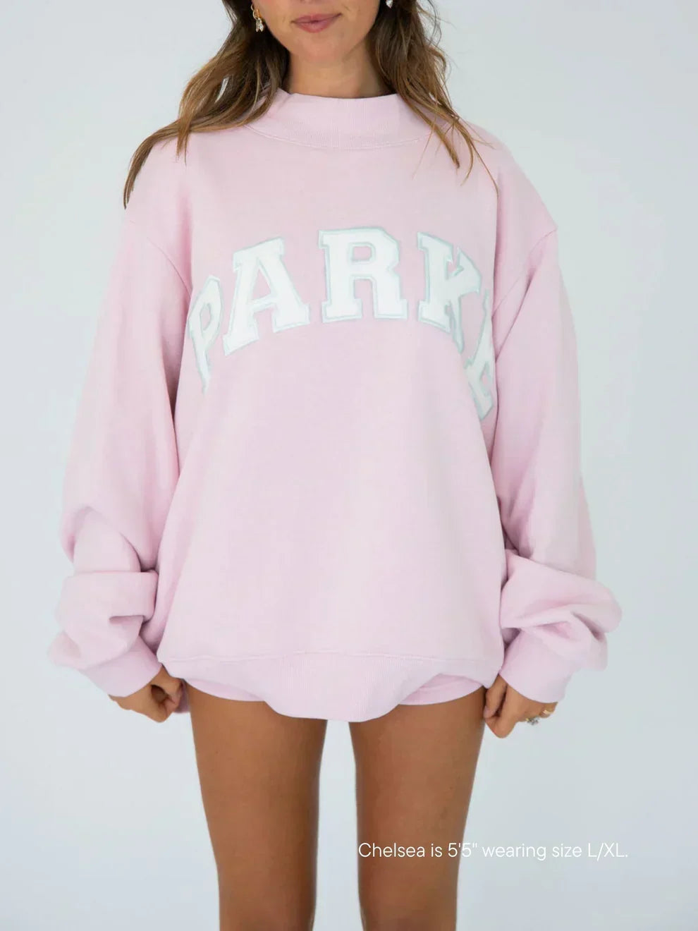 Varsity Sweatshirts and Hoodies – Soft Pink with White Letters | The Bellemont Sisters Australia